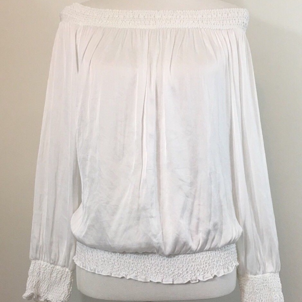 WHBM Peasant Style Off Shoulder Blouse Petite Med